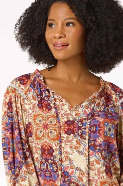 Cato Ruffled Medallion Poet Top><noscript><img width=