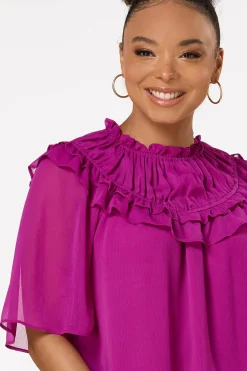 Cato Ruffled Neck Top><noscript><img width=