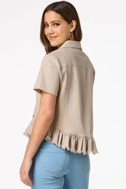 Cato Ruffled Short Sleeve Denim Jacket> Jackets & Vests|Jeans