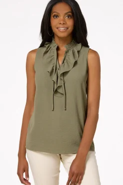 Cato Ruffled V- Neck Tank> Tops