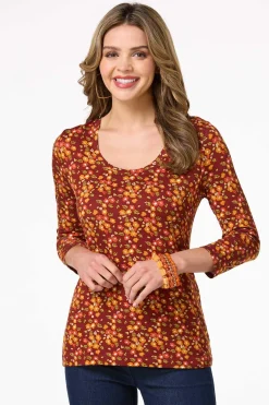 Cato Rust Floral Top> Tops