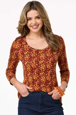 Cato Rust Floral Top><noscript><img width=