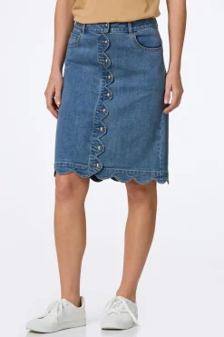 Cato Scalloped Denim Skirt> Skirts|Jeans