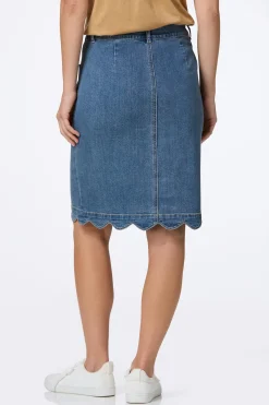 Cato Scalloped Denim Skirt> Skirts|Jeans