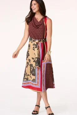 Cato Scarf Print Midi Dress> Dresses