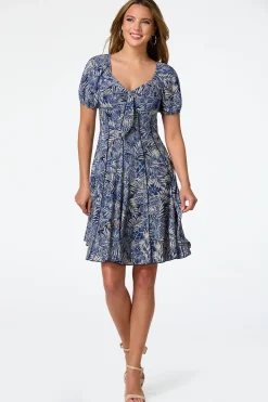 Cato Seamed Bubble Sleeve Dress><noscript><img width=