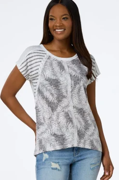 Cato Seamed Palm Leaf Top> Tops