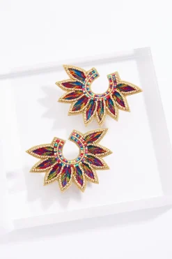 Cato Seed Bead Fabric Feather Earrings> Earrings