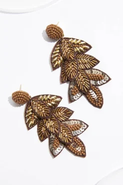 Cato Seed Bead Leaf Earrings> Earrings