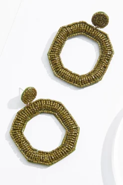 Cato Seed Bead Octagon Earrings> Earrings