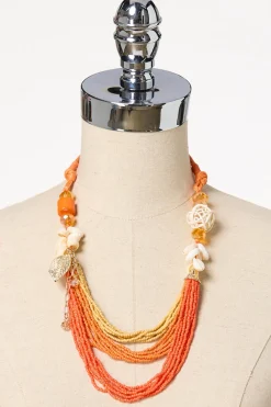 Cato Seed Bead Shell Short Necklace> Necklaces