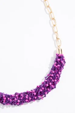 Cato Seed Bead Thread Layered Short Necklace><noscript><img width=