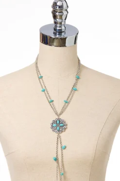 Cato Semi- Precious Flower Tassel Necklace Set> Sets