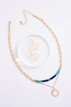 Cato Semi- Precious Layered Short Necklace Set> Sets|Necklaces