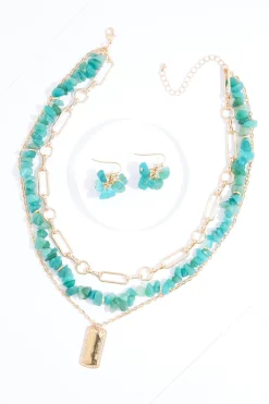 Cato Semi- Precious Pendant Necklace Set> Sets|Necklaces