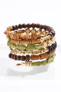 Cato Semi- Precious Wood Coil Bracelet> Bracelets