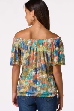 Cato Sequin Color Splash Top> Tops