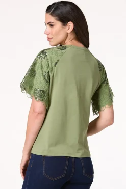 Cato Sequin Lace Sleeve Top> Tops