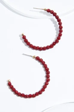 Cato Shimmer Ball Hoop Earrings><noscript><img width=