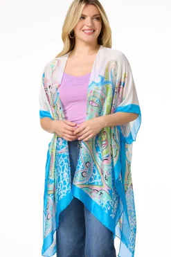 Cato Silky Paisley Kimono> Cover Ups|Tops