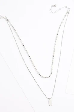 Cato Silver Charm Short Layered Necklace> Necklaces
