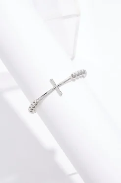 Cato Silver Cross Bead Stretch Bracelet> Inspirational|Bracelets