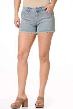Cato Silver Stud Denim Shorts><noscript><img width=