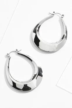 Cato Silver Tear Hoop Earrings> Earrings