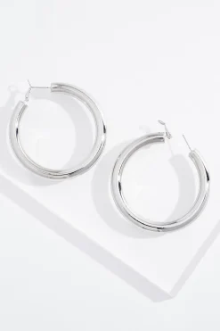 Cato Silver Tube Hoop Earrings> Earrings
