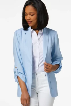 Cato Sky Blue Linen Blazer><noscript><img width=