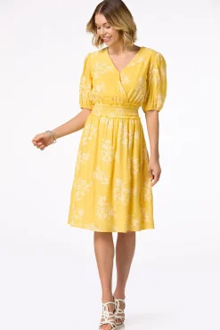 Cato Smocked Faux Embroidered Dress><noscript><img width=