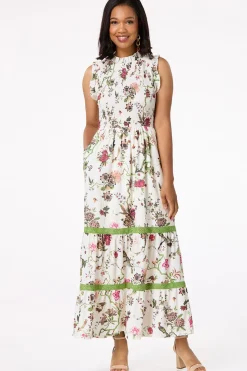 Cato Smocked Floral Maxi Dress><noscript><img width=