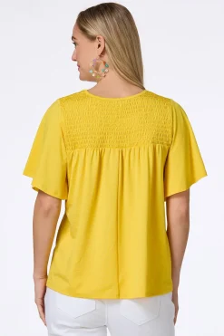 Cato Smocked Flutter Sleeve Top> Tops