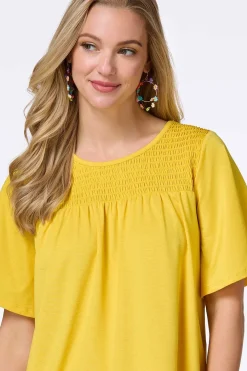 Cato Smocked Flutter Sleeve Top><noscript><img width=