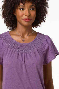 Cato Smocked Flutter Sleeve Top><noscript><img width=
