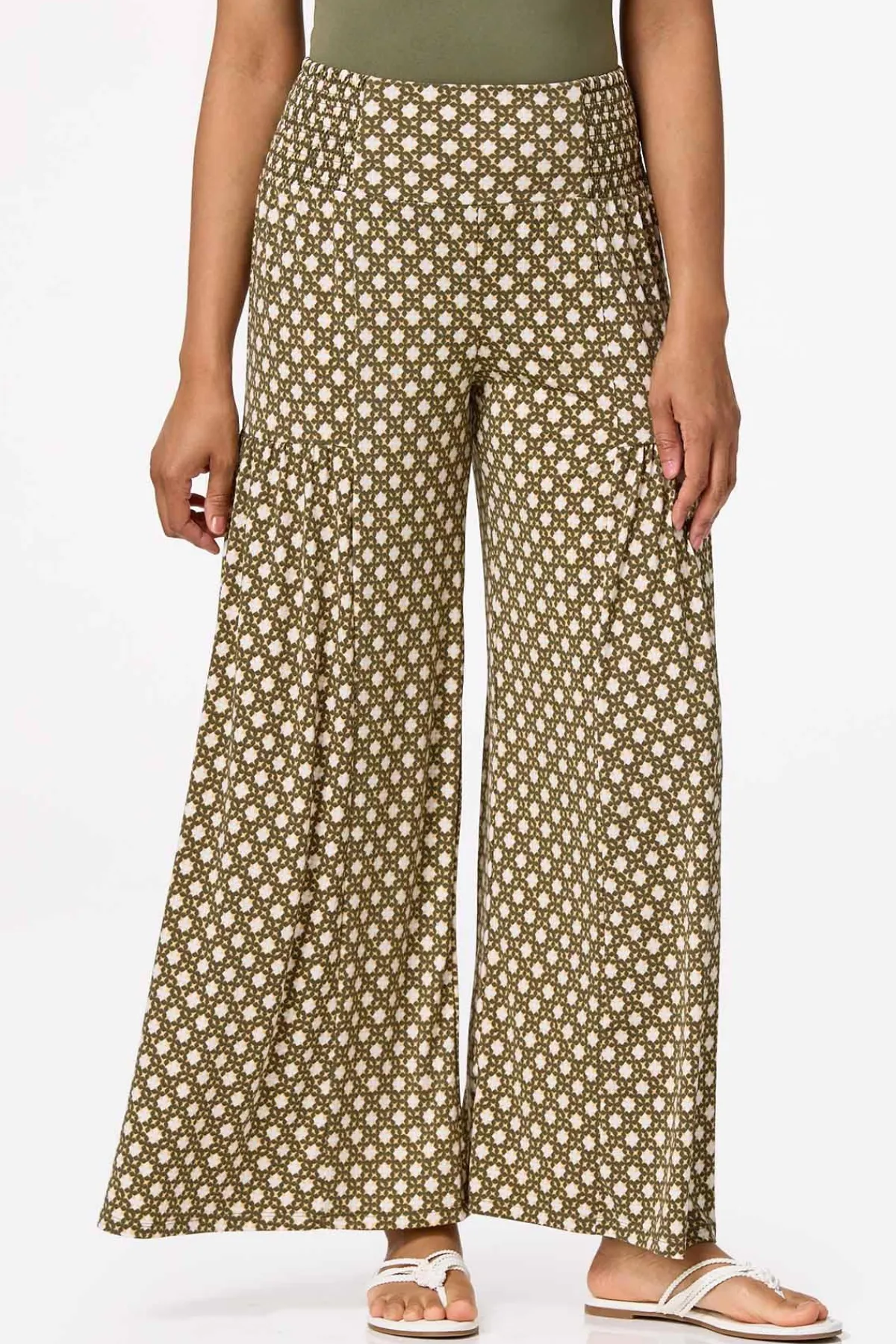Cato Smocked Geo Wide Leg Pants> Pants