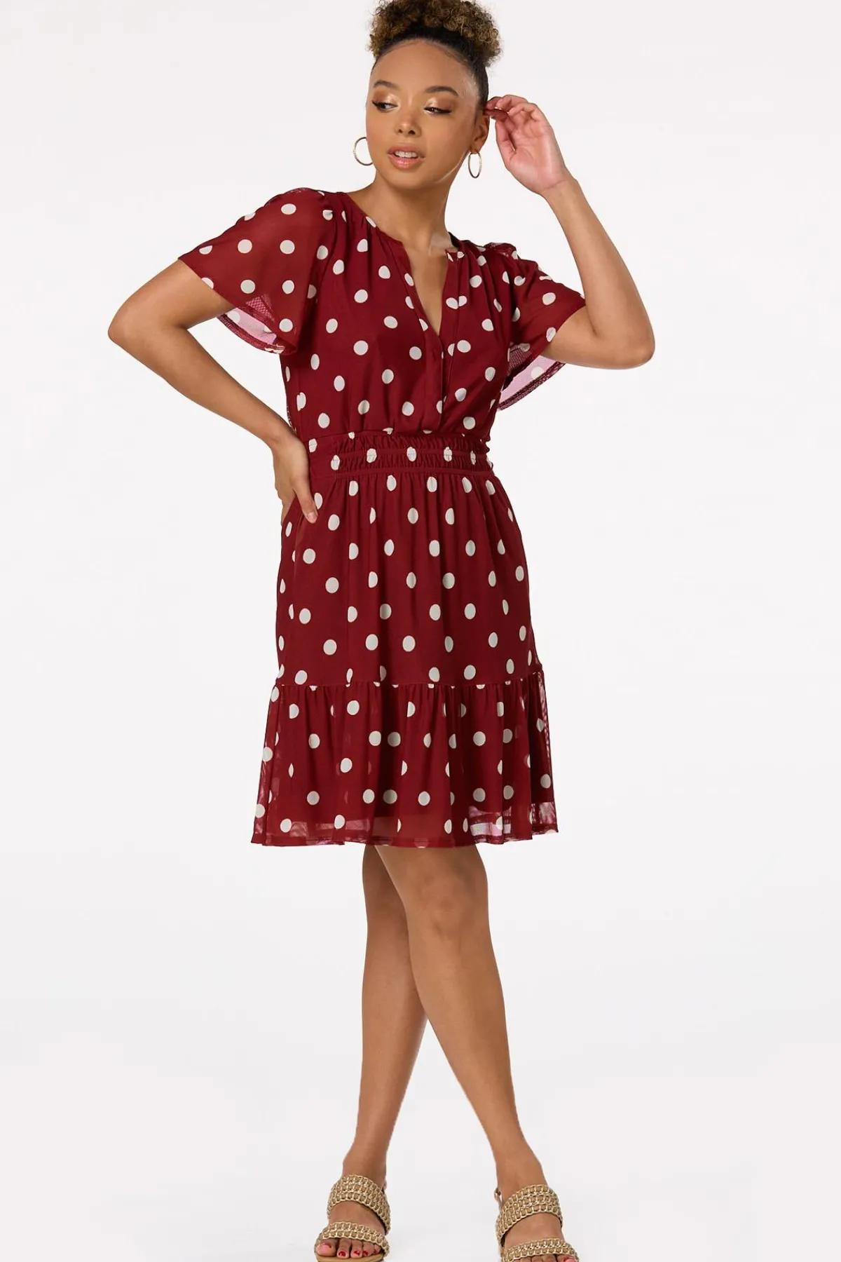 Cato Smocked Polka Dot Dress> Dresses