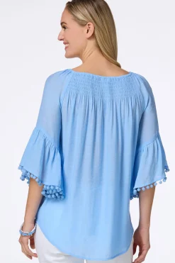 Cato Smocked Pom Sleeve Poet Top><noscript><img width=