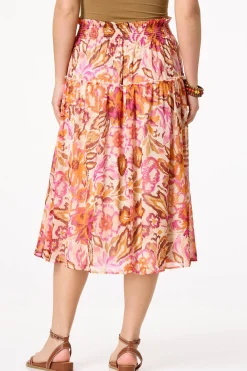 Cato Smocked Sunrise Floral Skirt><noscript><img width=