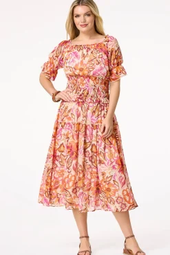 Cato Smocked Sunrise Floral Skirt><noscript><img width=