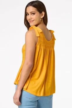 Cato Smocked Tie Shoulder Tank> Tops
