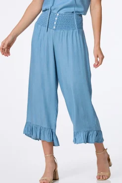 Cato Smocked Waist Chambray Pants> Pants