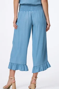 Cato Smocked Waist Chambray Pants> Pants