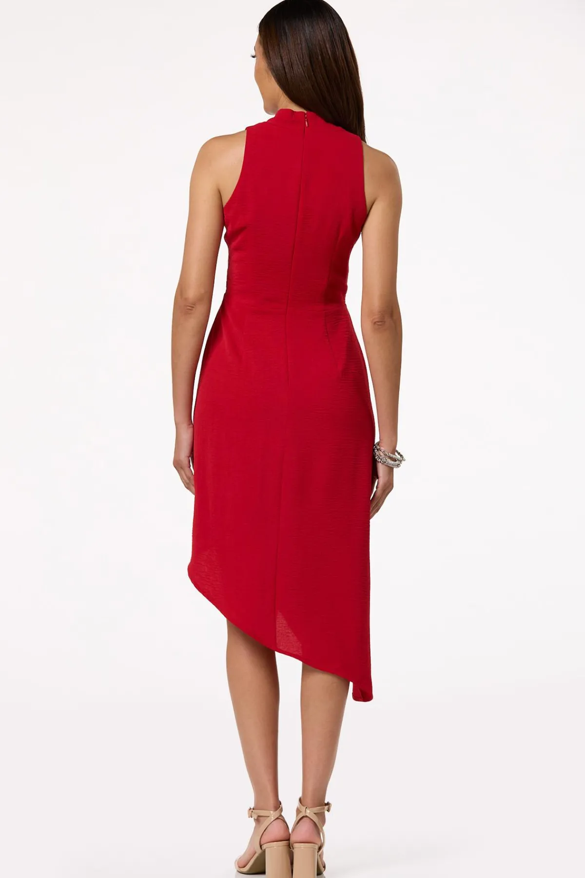 Cato Solid Asymmetrical Midi Dress> Dresses