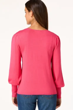 Cato Solid Balloon Sleeve Sweater><noscript><img width=