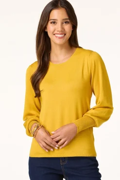 Cato Solid Balloon Sleeve Sweater><noscript><img width=