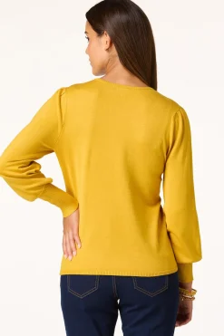 Cato Solid Balloon Sleeve Sweater><noscript><img width=