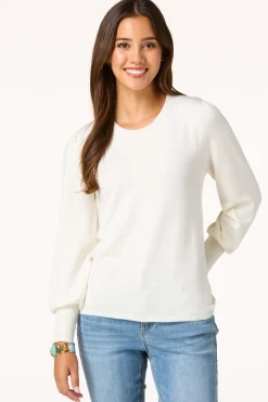 Cato Solid Balloon Sleeve Sweater><noscript><img width=