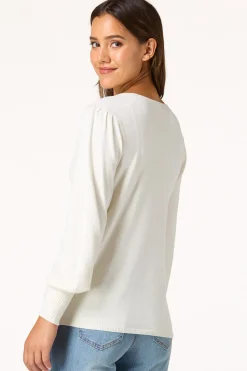 Cato Solid Balloon Sleeve Sweater><noscript><img width=