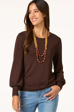 Cato Solid Balloon Sleeve Sweater><noscript><img width=